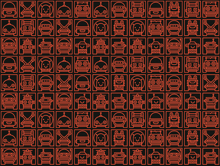 Background with many robot faces