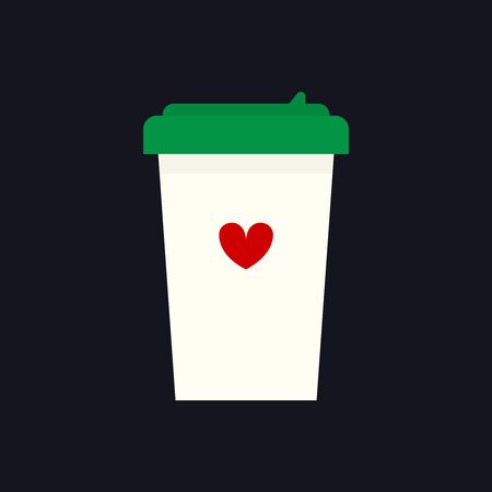 Flat icon of takeaway coffee cup with a red heart on itのイラスト素材