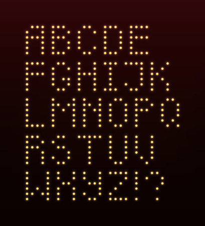 Latin alphabet light bulb letters, retro light bulb typefaceのイラスト素材