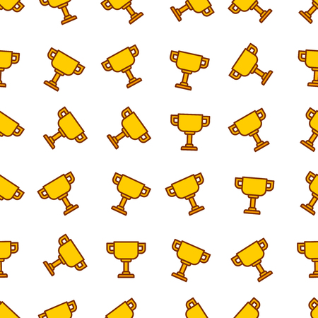 Seamless background with many golden cups on white backdropのイラスト素材