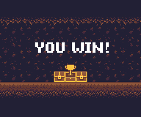 Pixel art game background, underground cave with treasure chests and golden goblet.のイラスト素材