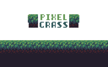 Pixel art horizontal seamless grass blocks with left and right endingsのイラスト素材