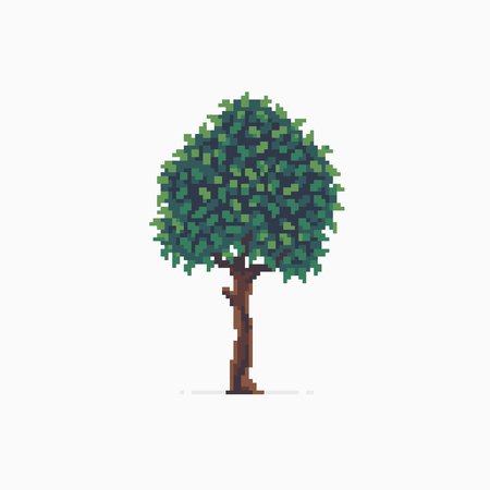 Pixel art tree isolated on white backgroundのイラスト素材
