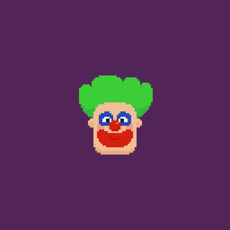 Pixel art clown head with green hairのイラスト素材