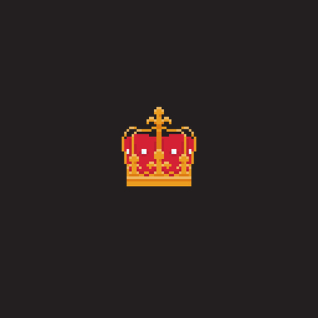 Pixel art royal king hat isolated on dark backgroundのイラスト素材