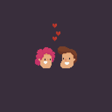 Pixel art couple icon illustration