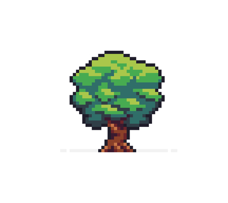 Pixel art tree isolated on white backgroundのイラスト素材