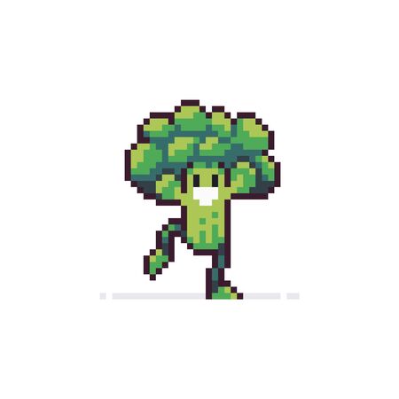 Pixel art dancing broccoli characterのイラスト素材