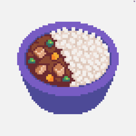 Pixel art bowl with curry and riceのイラスト素材