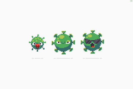 Pixel art evolution stages of virus characterのイラスト素材