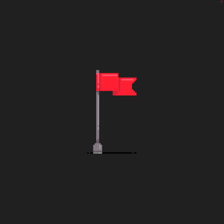 Pixel art red flag isolated on dark backgroundのイラスト素材