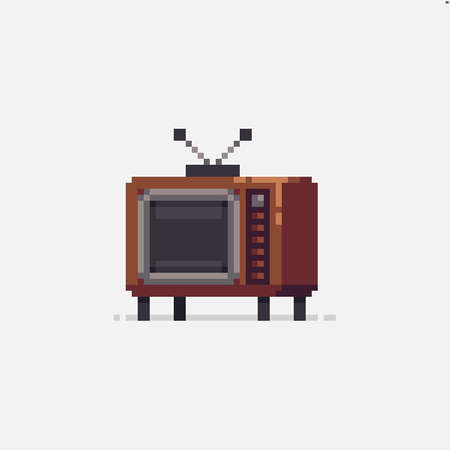 Pixel art retro wooden analog tv iconのイラスト素材