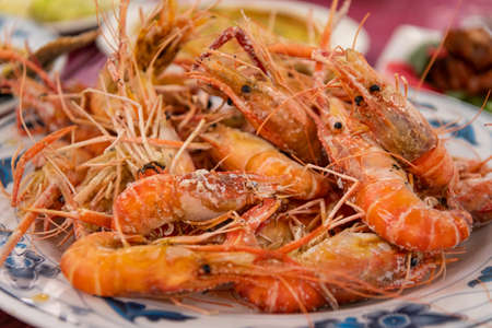 Salt-boiled live shrimp (Prawning, prawn fishing)の写真素材