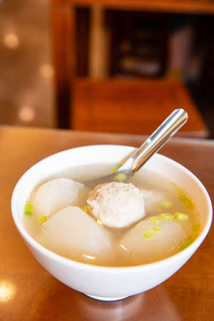 Fish ball soup is traditional Taiwanese cuisineの写真素材