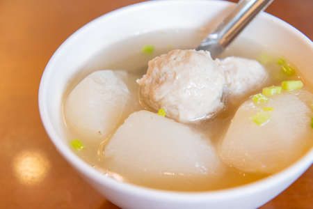 Fish ball soup is traditional Taiwanese cuisineの写真素材