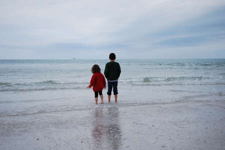 brother and sister thingingの写真素材