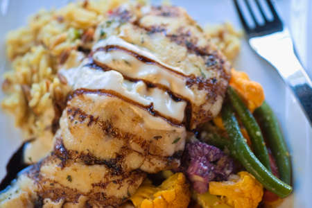 grilled halibut with beurre blanc and balsamic glaze