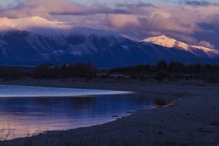 Sunset in the mountains. New Zealandの写真素材