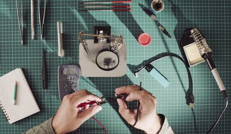 Repairing of a wire for electronic devices.の写真素材