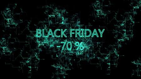 Digital network. Sign "Black Friday -70 percent"の写真素材