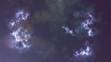 Illustration of glowing flicker nebula and stars
