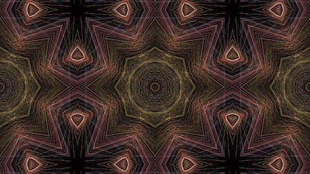 Mandala, kaleidoscope, oriental green and gold pattern on black background.