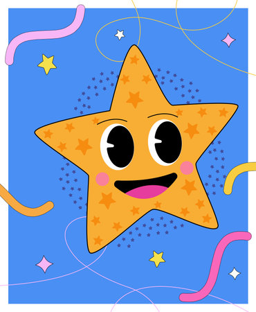 cartoon star vector illustration with abstract backgroundのイラスト素材