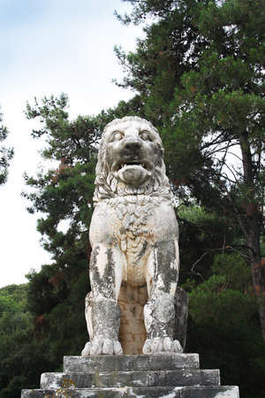 Lion of Amphipolis. A fourth century BC funerary monument set up in honor of the admiral Laomedon from Lesbos, a devoted companion of Alexander the Great. This monument dates back to the 4th century BC.の写真素材