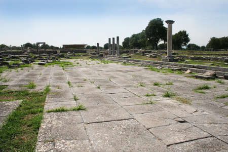 These ruins from Ancient Philippi were the homes of civil and state markets visited by St. Paul as recorded in Acts 16 of the Bible. Philippi was along the Egnatian Way and was the location Paul and Silas were imprisoned and where Paul met Lydia the merchのeditorial素材