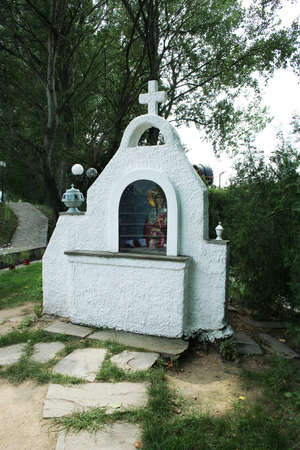 Lydia Monument. This monument and nearby basillica marks the location of Lydiaâs baptism in Ancient Philippi. This is the traditional location of Lydiaâs baptism. Lydiaâs story with the Apostle Paul in Acts 16 of the Bible.の写真素材