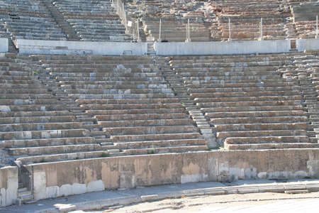 Biblical Ephesus Stadium. This is the large stadium in Ephesus where people rioted in anger to the message of St. Paul (see Acts 19:23-41). This Roman arena was home to gladiator fights and other Roman entertainment.の写真素材
