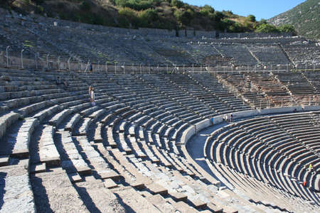 Biblical Ephesus Stadium. This is the large stadium in Ephesus where people rioted in anger to the message of St. Paul (see Acts 19:23-41). This Roman arena was home to gladiator fights and other Roman entertainment.の写真素材