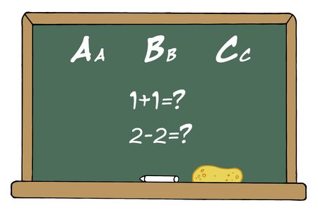 Math And Alphabet Chalkboard In A Classroomのイラスト素材