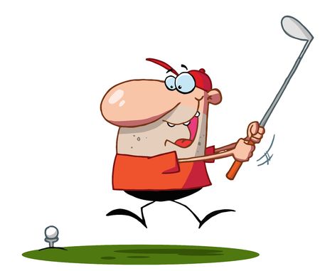   Lucky Man Swings Golf Clubのイラスト素材