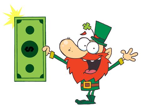 Lucky Leprechaun Holding Cashのイラスト素材