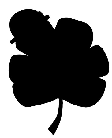 Solid Black Silhouette Of A Clover With A Hatのイラスト素材