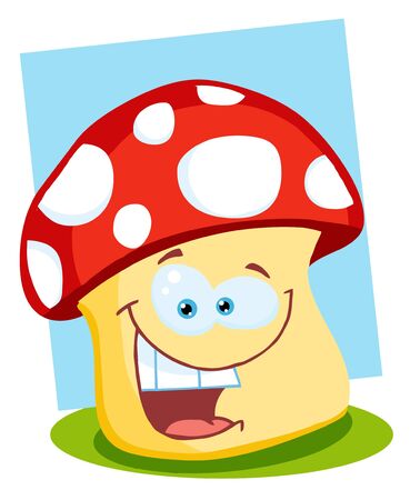 Smiling Mushroom Illustration の写真素材