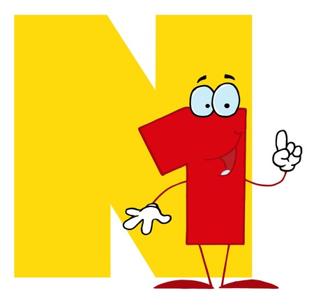 Funny Cartoons Alphabet-N のイラスト素材