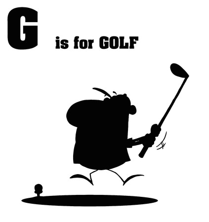 Silhouetted Male Golfer With G Is For Golf Text のイラスト素材