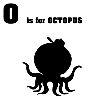 Silhouetted Octopus With O Is For Octopus Text のイラスト素材