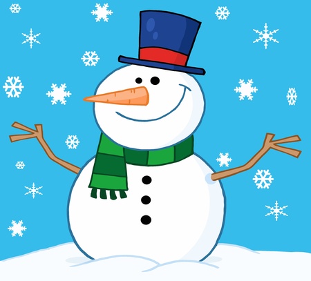 Friendly Snowman In The Snowのイラスト素材