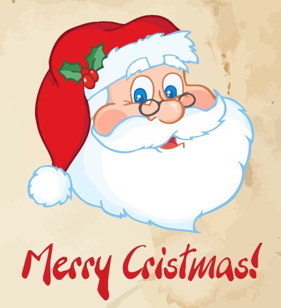 Merry Christmas Greeting With Classic Santa Claus Head のイラスト素材