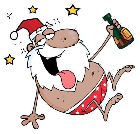 Drunk African American Santa Clause のイラスト素材