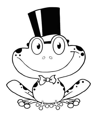 Outlined Groom Frog Cartoon Character のイラスト素材
