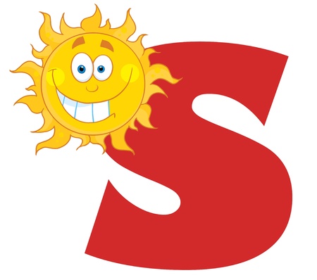 Smiling Sun With Letters S のイラスト素材
