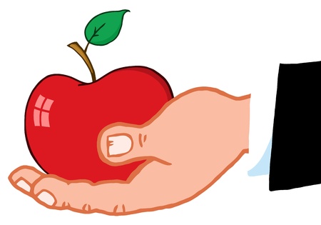 Business Hand Holding Red Appleのイラスト素材