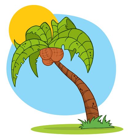 Cartoon Palm Three With Background のイラスト素材