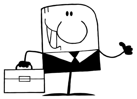 Cartoon Doodle Businessman Waving In Black Suit のイラスト素材