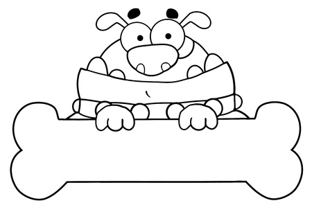 Outlined Dog Over A Blank Bone Sign のイラスト素材