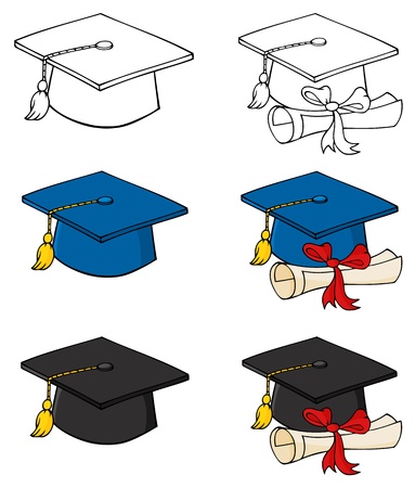 Graduation Caps-Vector Collection のイラスト素材